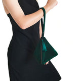 Emerald Green Velvet Purse, Pyramid Handbag