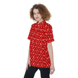 RP XMAS LV-All-Over Print Women's Short Sleeve Shirt With Pocket