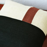 Geometric Color Block Burlap Accent Pillow Cover In Black White Brown Jute Hessian