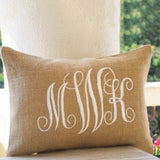 Burlap Monogram Pillow Cover