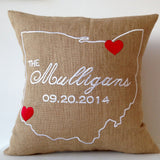 Burlap Pillow Case State Embroidery Personalized Pillow Burlap Cushion