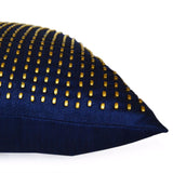 Decorative Throw Pillow Navy Gold Silk Pillow Cover -Beaded Studs Pillows -Subtle Sparkling Pillows -Throw Cushion Cover -Gift -Navy Decor