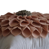 Customizable Blush Felt Flower Decorative Pillow Cover