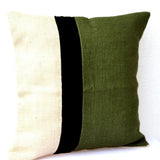 Green Pillow - Burlap Pillow color block - Green Decorative cushion cover- Spring Throw pillow gift 16X16 - Green Euro Sham