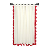 Ivory Curtain With Red Scallops