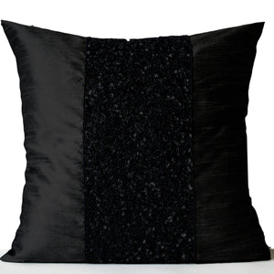 Black Beaded Color Block Pillow