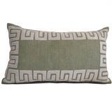 Greek Key Linen Throw Pillow Cover, Velvet Applique Gray Pillow Case