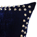 Designer Decorative Throw Pillows With Studs On Navy Velvet Pillow Cover For Chic Modern Avant Garde Home Decor