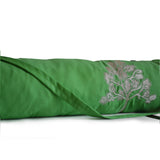 Green Yoga Mat Bag with Wisdom Tree Embroidery on Cotton Twill