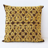 Gold Floral Lattice Pillow