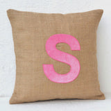 Customized Monogram Throw Pillow Burlap Cushion Cover