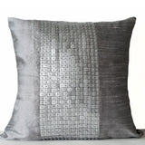 Decorative Throw Pillows -Grey color block in silk sequin bead detail cushion cover-sequin bead pillow -18X18 - Gift pillow -Couch Pillows