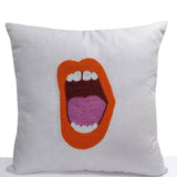 Green Lips Pop Art Pillow Cover