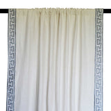 Ivory Linen Curtain With Gray Greek Key Embroidery On Either Side