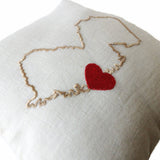 Dorm Pillow, State Map Pillow, Ivory Linen Pillow Cover, Customize State City Pillow