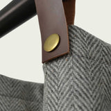 Gray Chevron Leather Tab Wool Curtain