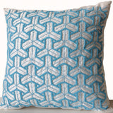 Designer Japanese Sashiko Pillow in Turquoise Bead