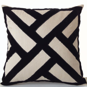 Gray Linen Black Chippendale Pillow Cover