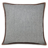 Chevron Wool Throw Pillow With Leather Trim