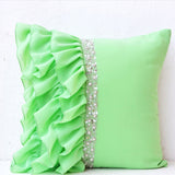 Elegant Navy Blue Ruffled Sequin Throw Pillow Cover