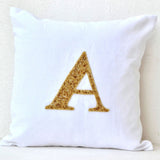 Customized Gold Sequin Alphabet Throw Pillow Cover