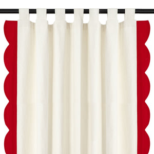 Ivory Curtain With Red Scallops