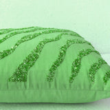 Green throw Pillows - Green waves sequin bead detail cushion - Sequin bead pillow - 16X16 green pillow - gifts - Green decorative pillows