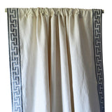 Ivory Linen Curtain With Gray Greek Key Embroidery On Either Side