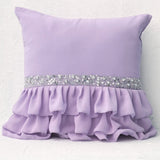 Designer Pillow Cover In Lilac With Ruffles And sequins Gift Pillow Accent Pillow