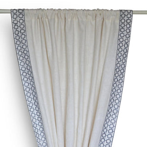 Exquisite Linen Curtain Drape In Lattice Embroidery