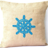 Decorative Pillow Covers Natural Burlap Nautical Ship Wheel Throw Pillow Gift