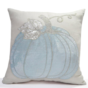 Blue Pumpkin Throw Pillow Cover