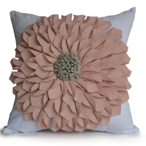 Customizable Blush Felt Flower Decorative Pillow Cover