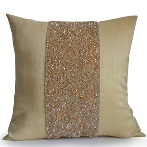 Beige Sequin Bead Pillow