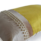 Elegant Sunshine Decorative Throw Pillow Cover Cushion In Ivory Yellow Silk Beige Velvet Cushion