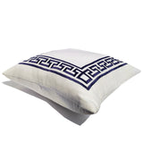 Greek Key Velvet Embroidered Pillow Cover