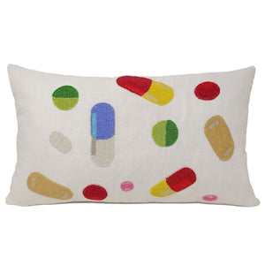 Dancing Pills Retro Throw Pillow Cover