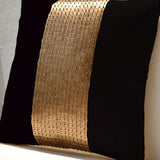 Black Gold Color Block Pillow Cover