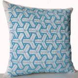 Designer Japanese Sashiko Pillow in Turquoise Bead