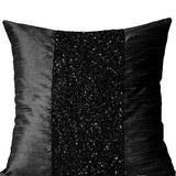 Black Beaded Color Block Pillow