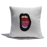 Green Lips Pop Art Pillow Cover