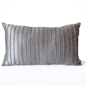 Decorative Accent Pillow Cover Grey Silk Pleated Textured Lumbar Pillow Host Gift Bedding