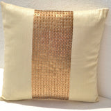 Gold pillow - Cream silk Pillow - Silk cushion - Gold cushion - 16x16 - gift - sofa pillow - couch pillow - decorative pillow - throw pillo