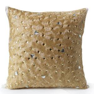 Diamond Crystal Gold Throw Pillow Cover