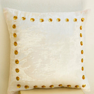 Ivory Velvet Pillow With Gold Boarder