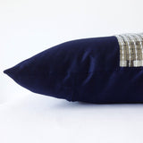 Handmade Navy Blue Metallic Lumbar Pillow