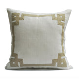 Ivory Beige Linen Greek Key Pillow Cover