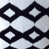 Black Ikat on White Silk Pillow Cover