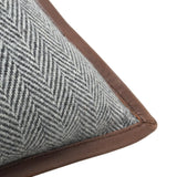 Chevron Wool Throw Pillow With Leather Trim