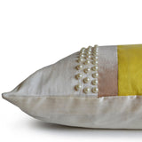 Elegant Sunshine Decorative Throw Pillow Cover Cushion In Ivory Yellow Silk Beige Velvet Cushion